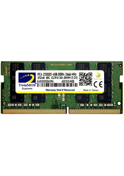 Twinmos Sodimm 4gb 2666MHZ Ddr4 Kutulu Notebook Bellek (MDD44GB2666N)