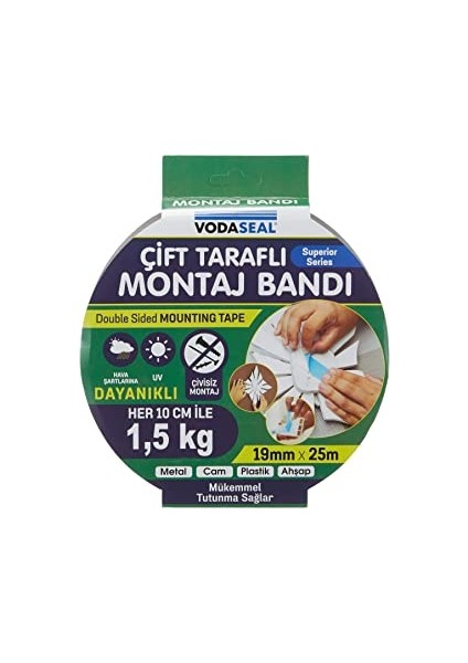 Vodaseal Çift Taraflı Köpüklü Band 19MMX25MT