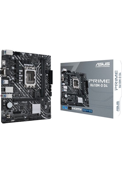Asus Prıme H610M-D D4 LGA1700P Ddr4 Ses+Glan HDMI D-Sub M2 Usb3.2 Matx
