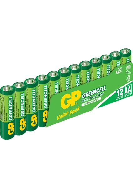 Gp 12'li Greencell Aa Boy Kalem Çinko Karbon Pil