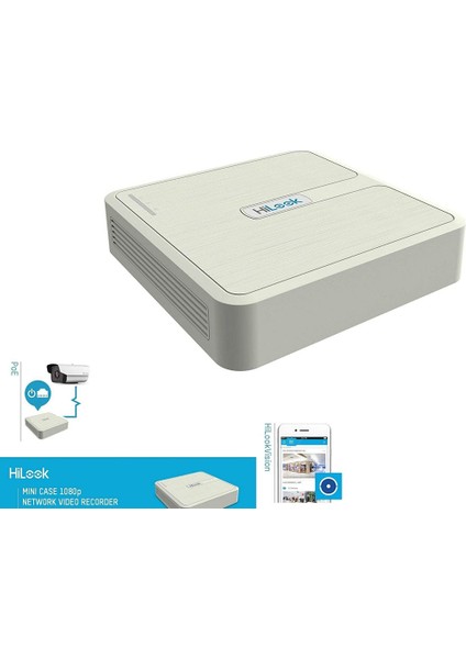 Hılook NVR-104H-D, 4kanal, 4mpix, H265+, 1 HDD Desteği, 1080P Kayıt, 60MBPS Bant Genişliği, Nvr