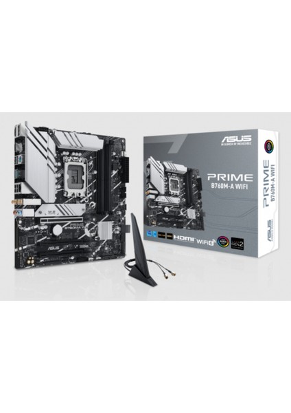 Asus Prıme B760M-A Wıfı, 4xddr5, 2x M.2, 2xhdmı, Dp, Wi-Fi 6, Bluetooth V5.2, 12-13.nesil, LGA1700 Soket, Anakart