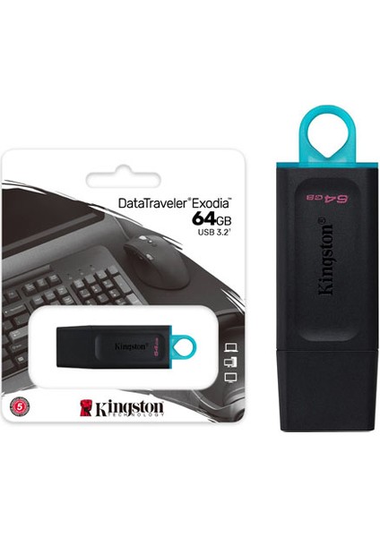 Kıngston 64GB Datatraveler Exodia USB 3.2 Gen 1 Flash Bellek DTXM/64GB
