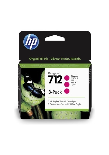Hp 712 Magenta Kırmızı 29ML 3lü Paket Plotter Kartuşu 3ED78A