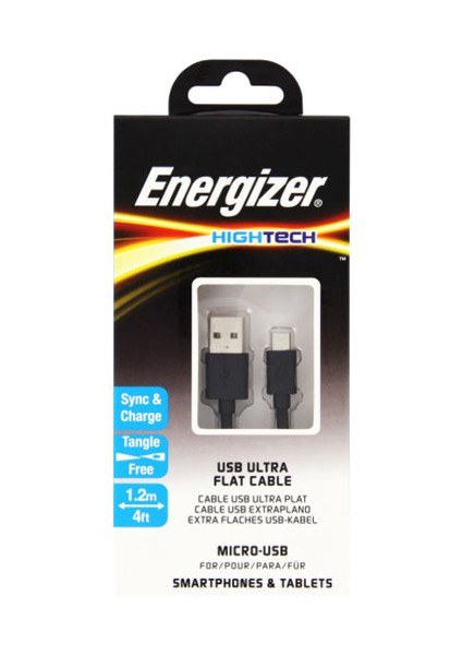 Energizer C21UBMCGBK4 1.2m Flat Micro Siyah USB Kablosu