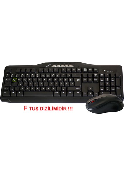 Elba F USB Siyah Kablosuz Klavye Mouse Set