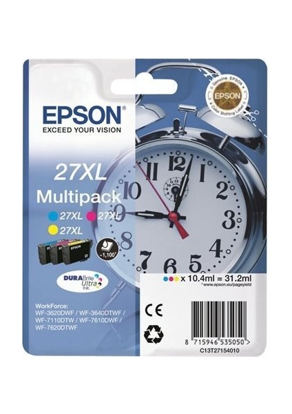 Epson 27XL Multipack 3'lü Mürekkep Kartuş T27154022