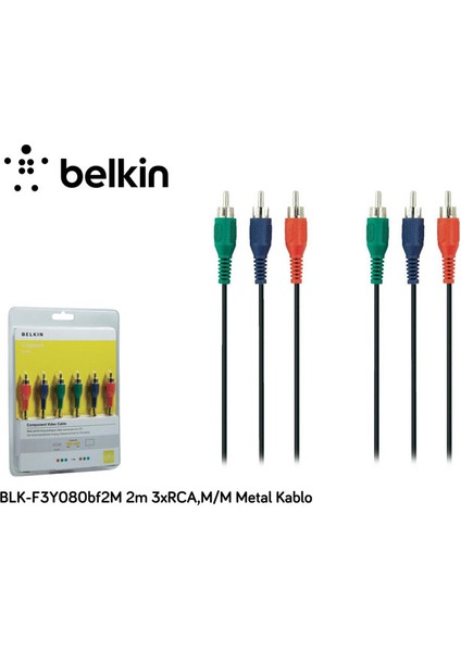 Belkin BLK-F3Y080BF2M 2m 3xrca,m-M Metal Kablo
