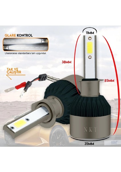 H7 White Beyaz Renk LED Xenon Far Ledi LED Zenon Far Ampulü Ledxenon
