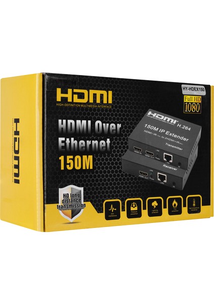 Hytech HY-HDEX150 Hdmı+Ir(Tx) To 2hdmı+Ir(Rx) HDMI 150M Uzatıcı
