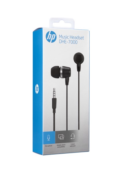Hp DHE-7000, 3,5mm Jac, Telefon Uyumlu, Mikrofonlu, Kablolu, Kulak Içi Kulaklık, Siyah