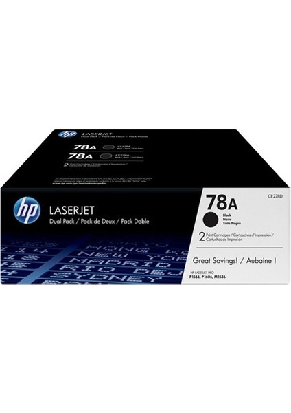Hp 78AF Black Siyah Çiftli 2.100 Sayfa Toner CE278AF