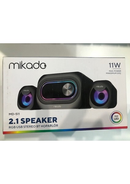 Mikodo MD-511 5W+3WX2 USB Rgb Ledli 2+1 Gaming Speaker (11 W)