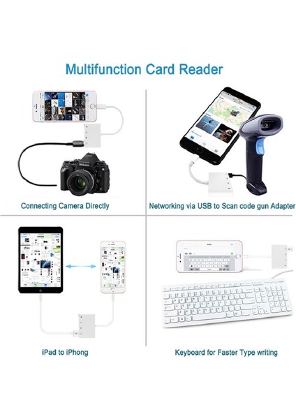 Apple ile Uyumlu Lightning To USB Lightning Micro Sd Tf Kart Okuyucu Çevirici Dönüştürücü Adaptör
