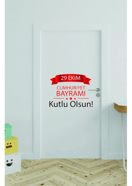 29 Ekim Cumhuriyet Bayramı 100.YIL Kutlu Olsun Okul Işyeri Cam Kapı Duvar Sticker fiyatları