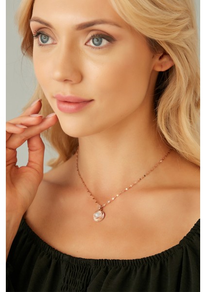 Kadın Acquacristallina Çelik Model Rose Gold Kaplama Su Yolu Gerdanlık Zincirli Sedef Taşlı Kolye fiyatları