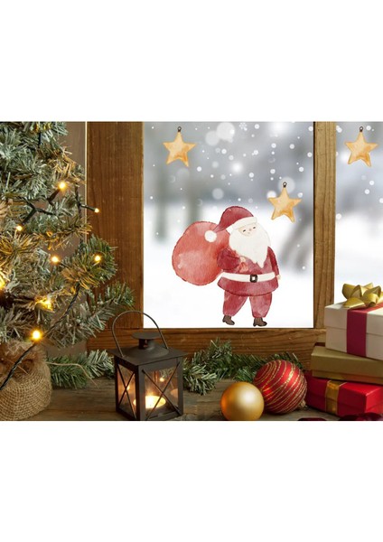Yeni Yıl Merry Christmas Cam Duvar Sticker Setleri - Yılbaşı Seti
