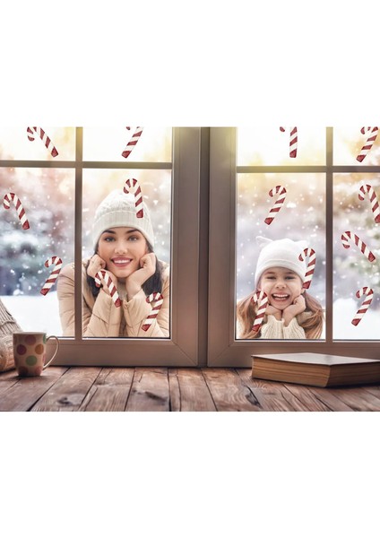 Yeni Yıl Merry Christmas Cam Duvar Sticker Setleri - Yılbaşı Seti