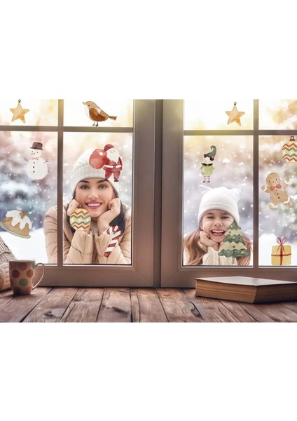 Merry Christmas Şirin Figürler Yılbaşı Sticker Setleri - Yılbaşı Seti