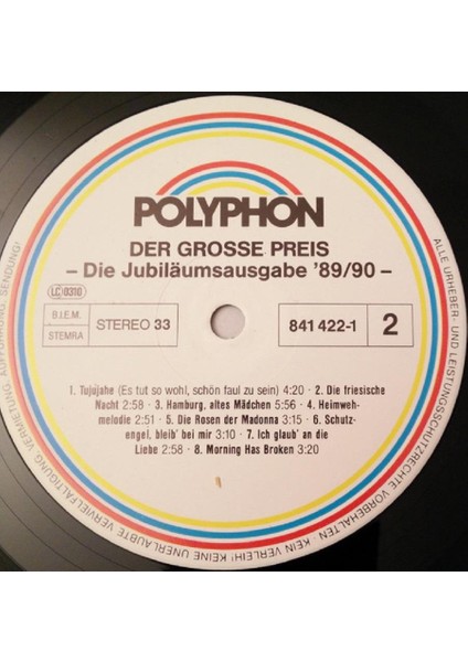 Alithestereo Der Grosse Preis · Die Jubiläums-Ausgabe 89/90 Vinly Plak Alithestereo