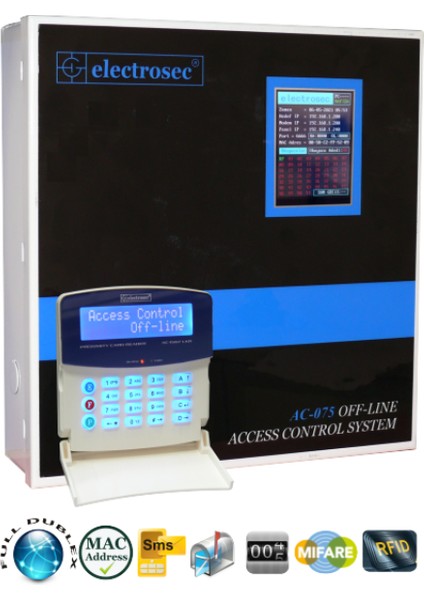 AC-075ETH Tcp/ıp Kartlı Geçiş Paneli 43 Okuyucu, LCD Kont, Keypad,yazılım