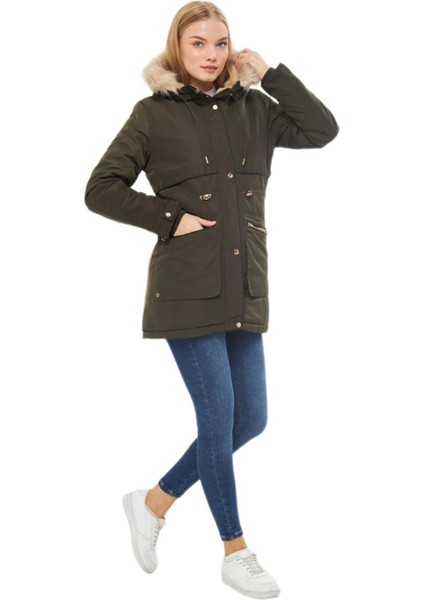 Kadın Büyük Beden Spor Kapüşonlu Mont M5565 BGL-ST03224