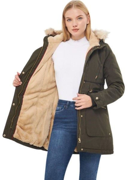 Kadın Büyük Beden Spor Kapüşonlu Mont M5565 BGL-ST03224 modelleri