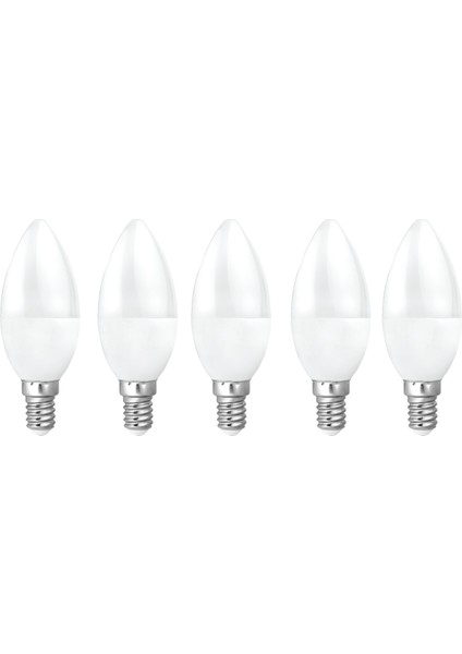 6W Dekoratif LED Mum Ampul Buji 5'li Paket Gün Işığı E14 Avize Lambası Ince Duy Küçük Ampul