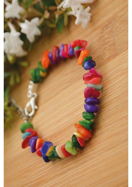 Renkli Sedef Kırık Doğal Taş Bileklik fiyatları