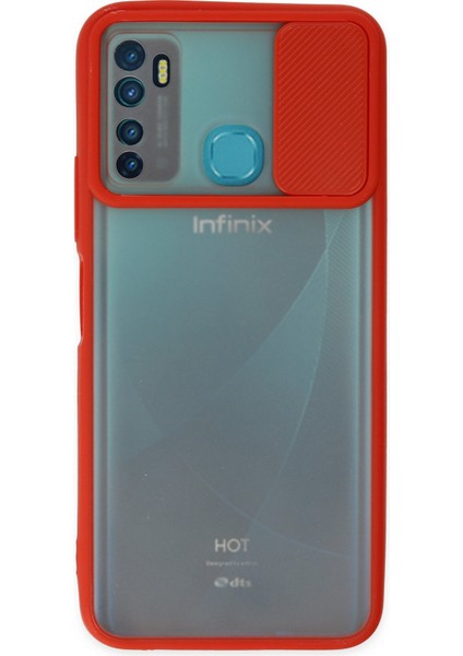 Infinix Hot 9 Kılıf Palm Buzlu Kamera Sürgülü Silikon - Kırmızı