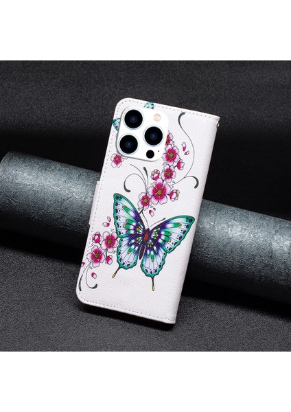 iPhone 15 Pro Desen Baskı Pu Deri Stand Cüzdan Kılıfı (Yurt Dışından)