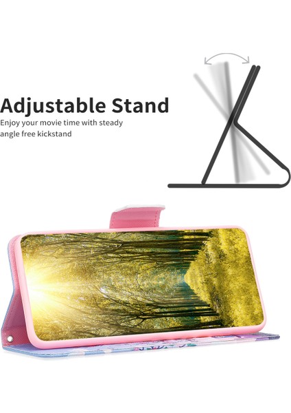 iPhone 15 Pro Desen Baskı Pu Deri Stand Cüzdan Kılıfı (Yurt Dışından)