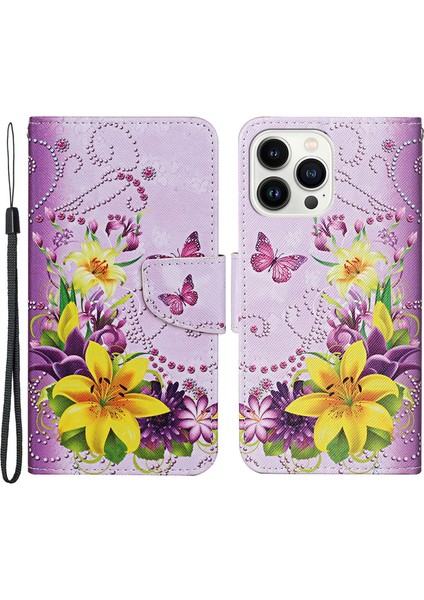 iPhone 15 Pro Pu Deri Telefon Kılıfı Çapraz Doku Cüzdan Stand Kapağı Kayış (Yurt Dışından)