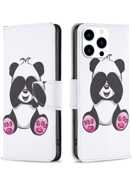 iPhone 15 Pro Desen Baskı Pu Deri Stand Cüzdan Kılıfı (Yurt Dışından)