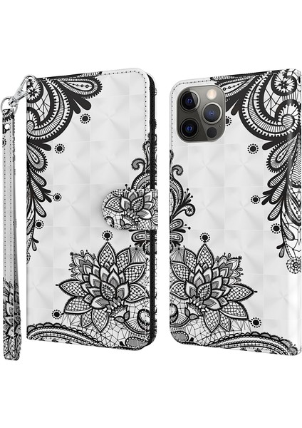 iPhone 15 Pro Cüzdan Kılıfı, 3D Pu Deri Stand Telefon Kapağı Kayışlı (Yurt Dışından)