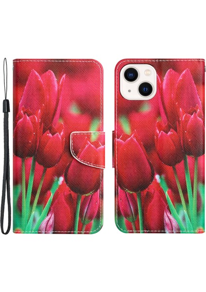 iPhone 15 Flip Cüzdan Kılıfı Pu Deri Standı Telefon Kapağı Kayış (Yurt Dışından)