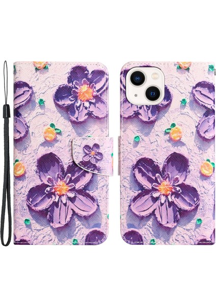 iPhone 15 Flip Cüzdan Kılıfı Pu Deri Standı Telefon Kapağı Kayış (Yurt Dışından)