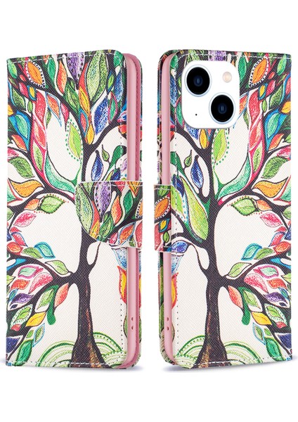 iPhone 15 Stand Cüzdan Telefon Kılıfı, Pu Deri + Tpu Telefon Kapağı (Yurt Dışından)
