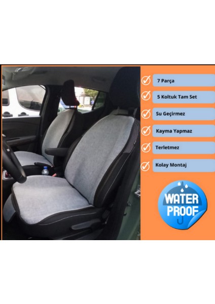 Fiat / Tofaş Tempra Ergonomik Terletmez Keten 7 Parça Oto Kılıf Minder Seti