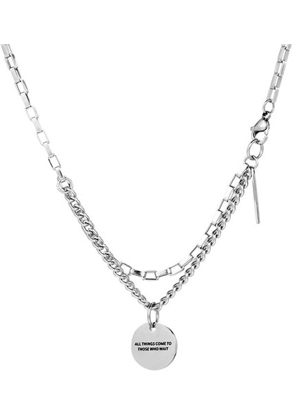 Ekleme Çift Katmanlı Yuvarlak Kolye Hip-Hop Stili (Yurt Dışından)