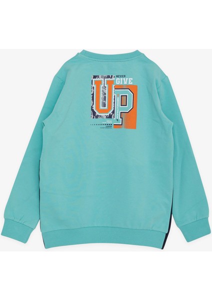 Girls & Boys Erkek Çocuk Sweatshirt Yazı Baskılı 8-12 Yaş, Su Yeşili fiyatları