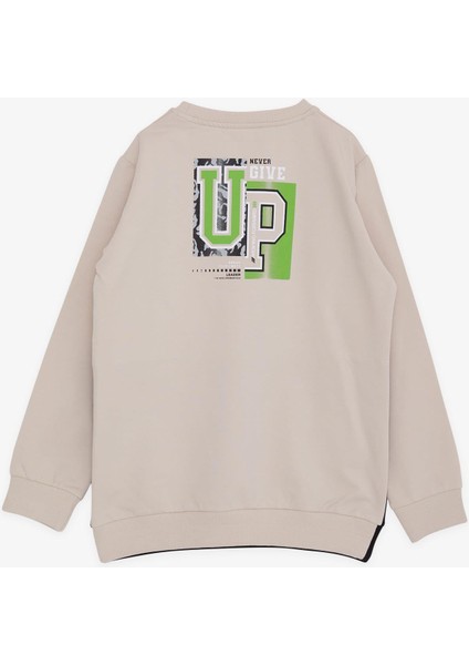 Girls & Boys Erkek Çocuk Sweatshirt Yazı Baskılı 8-12 Yaş, Bej