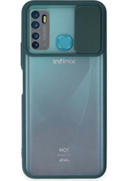 Infinix Hot 9 Kılıf Palm Buzlu Kamera Sürgülü Silikon - Yeşil