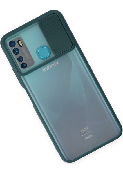 Infinix Hot 9 Kılıf Palm Buzlu Kamera Sürgülü Silikon - Yeşil