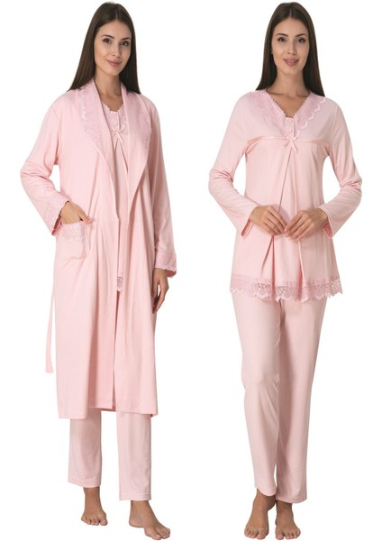 Pembe Sabahlıklı Hamile Lohusa Pijama Takımı