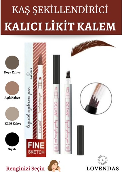 Kalıcı Likit Kaş Şekillendirici Kalem - 24 Saat Suya Dayanıklı - Kaş Kalemi