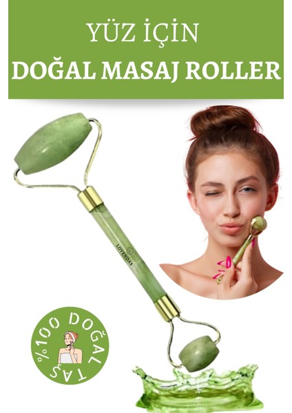 Yeşim 100 Doğal Taş Masaj Aleti - Yeşim Taşı Roller Jawline Etkisi