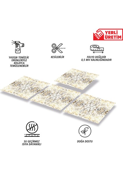 Kendinden Yapışkanlı Kesilebilir Mermer Desenli Pvc Karo 30x30 cm 4 Adet 0,36 m2