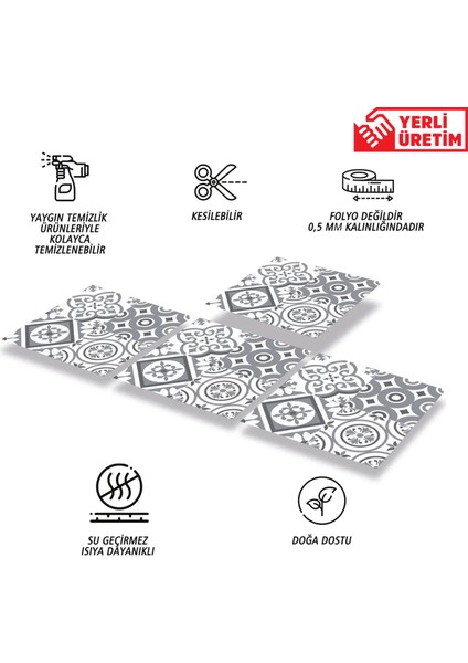 Kendinden Yapışkanlı Banyo Kaplama Geometrik 010 Karma Desenli Pvc Karo 30x30 cm 11 Adet 1m2