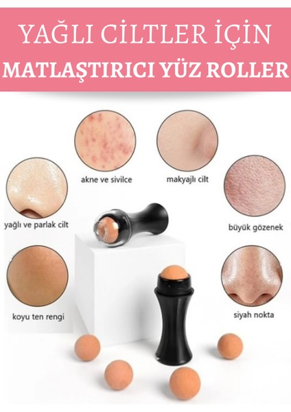 Matlaştırıcı Taş Yüz Roller, Yağ Emici, Cilt Matlaştırıcı, Volkanik Roller Makyaj Sonrası Mucize